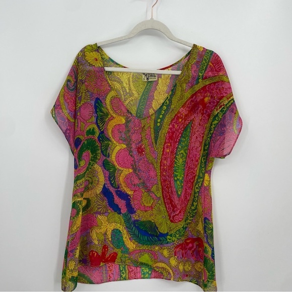 Show me your mumu v neck paisley multicolor Sz S made in the USA - Picture 1 of 6